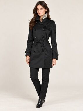 Burberry Harbourne Black Belted Trench Coat US 6 Made in England New With Tags
